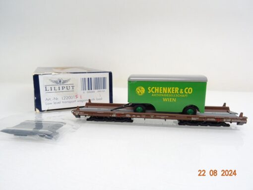 Liliput H0 L220015 Niederflurwagen mit Ladung LKW der DB in OVP PR2152
