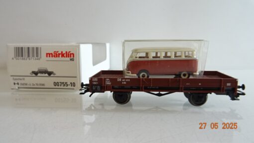 Märklin H0 00755-10 Niederbordwagen mit VW Bus der DB in OVP PR8074