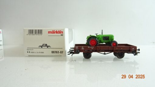 Märklin H0 00761-07 Niederbordwagen mit Deutz Traktor der DB in OVP PR7320