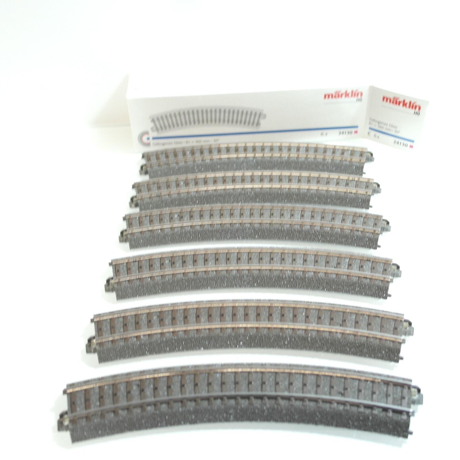 Märklin H0 24130 6 Stück gebogenes Gleis R1 360 mm 30° in OVP RF9765