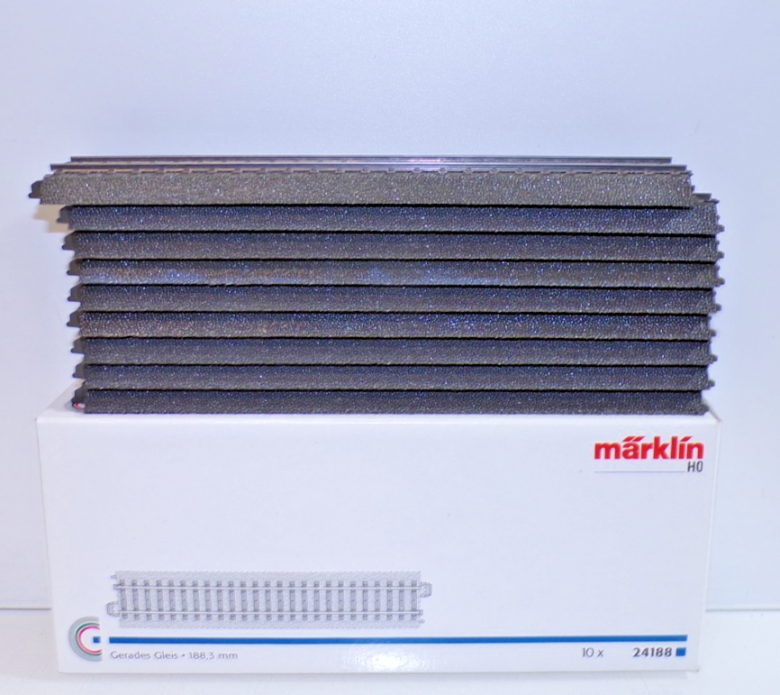 Märklin H0 24188 Gerades Gleis 188,3 mm 9Stück siehe Foto in OVP PK2945