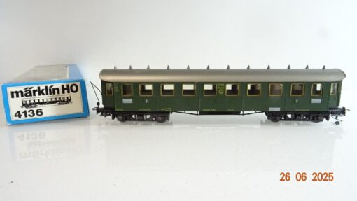 Märklin H0 4136 Personenwagen 3.Kl. der DRG mit Licht in OVP PR8752