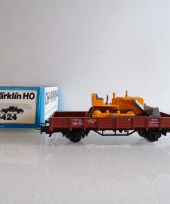 Märklin H0 4424 Niederbordwagen mit Baumaschine der DB in OVP BH1597