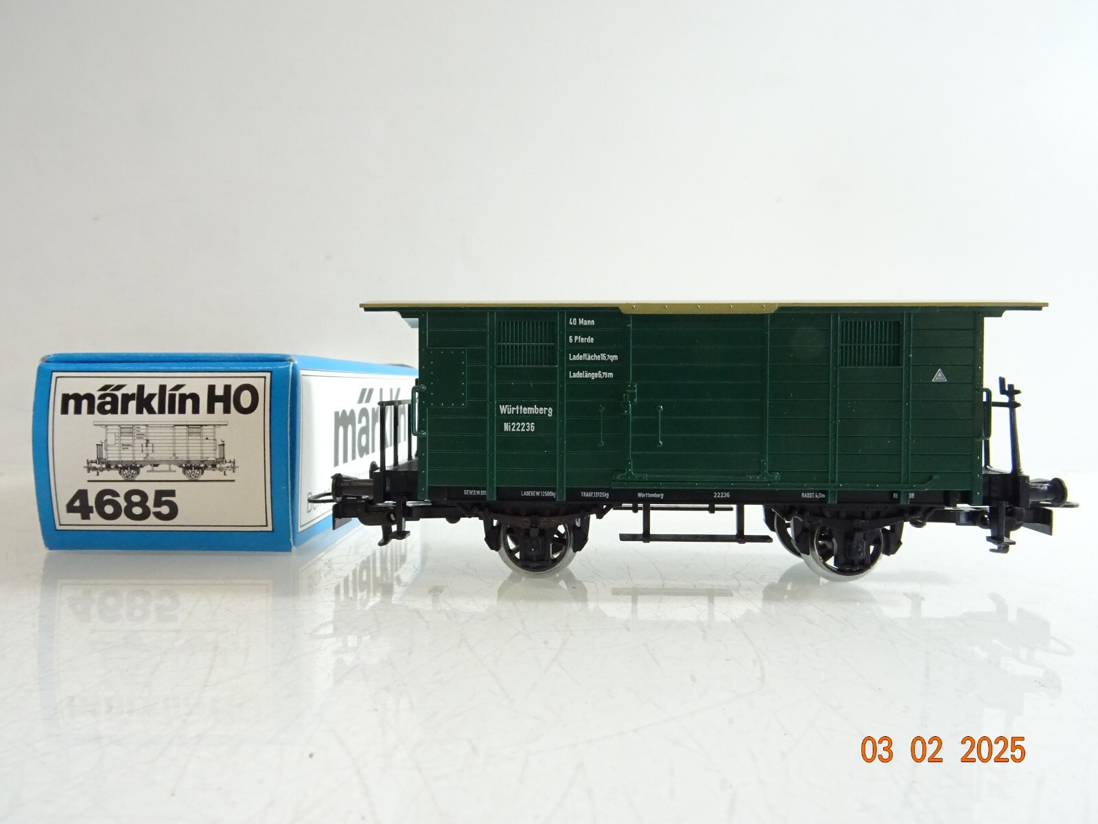 Märklin H0 4685 gedeckter Güterwagen Württemberg in OVP PR5712