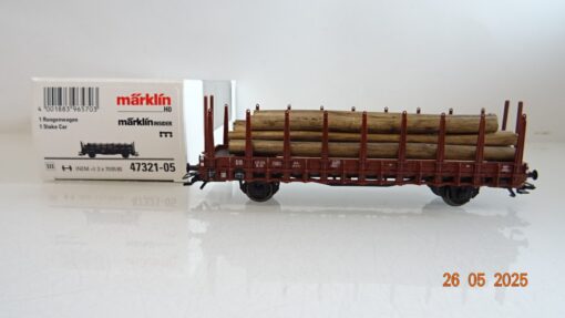 Märklin H0 47321-05 Rungenwagen mit Stammholz der DB in OVP PR8054