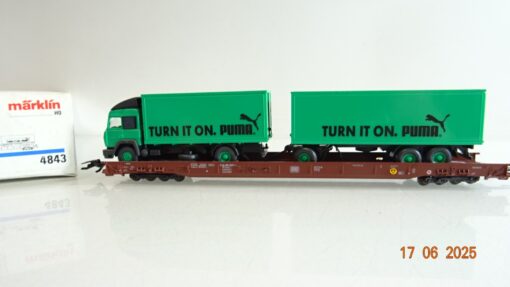 Märklin H0 4843 Niederflurwagen mit LKW Puma der DB in OVP PR8458