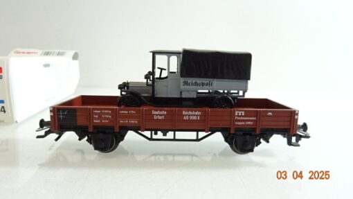 Märklin H0 84504 Niederbordwagen mit Reichsbahn LKW der DR in OVP PR6899 – Bild 3