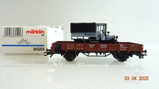 Märklin H0 84504 Niederbordwagen mit Reichsbahn LKW der DR in OVP PR6899