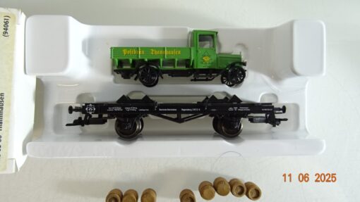 Märklin H0 94061 Flachwagen mit LKW Postbräu Thannhausen der DR in OVP PR8397 – Bild 3