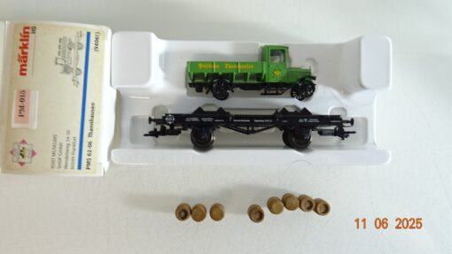 Märklin H0 94061 Flachwagen mit LKW Postbräu Thannhausen der DR in OVP PR8397