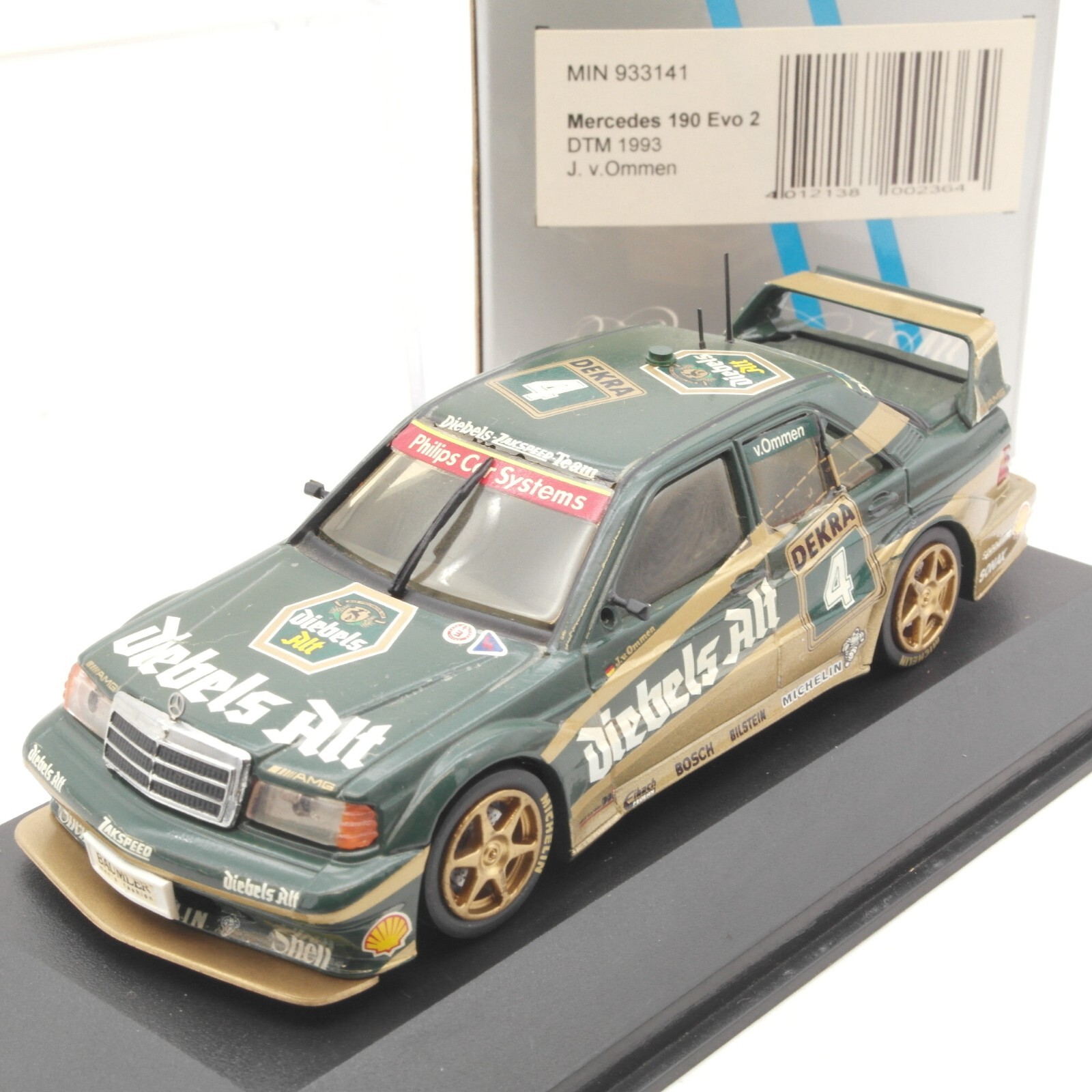 Minichamps 1:43 Mercedes 190 Evo 2 DTM 1993 J. v. Ommen #4 Diebels in OVP RA9381