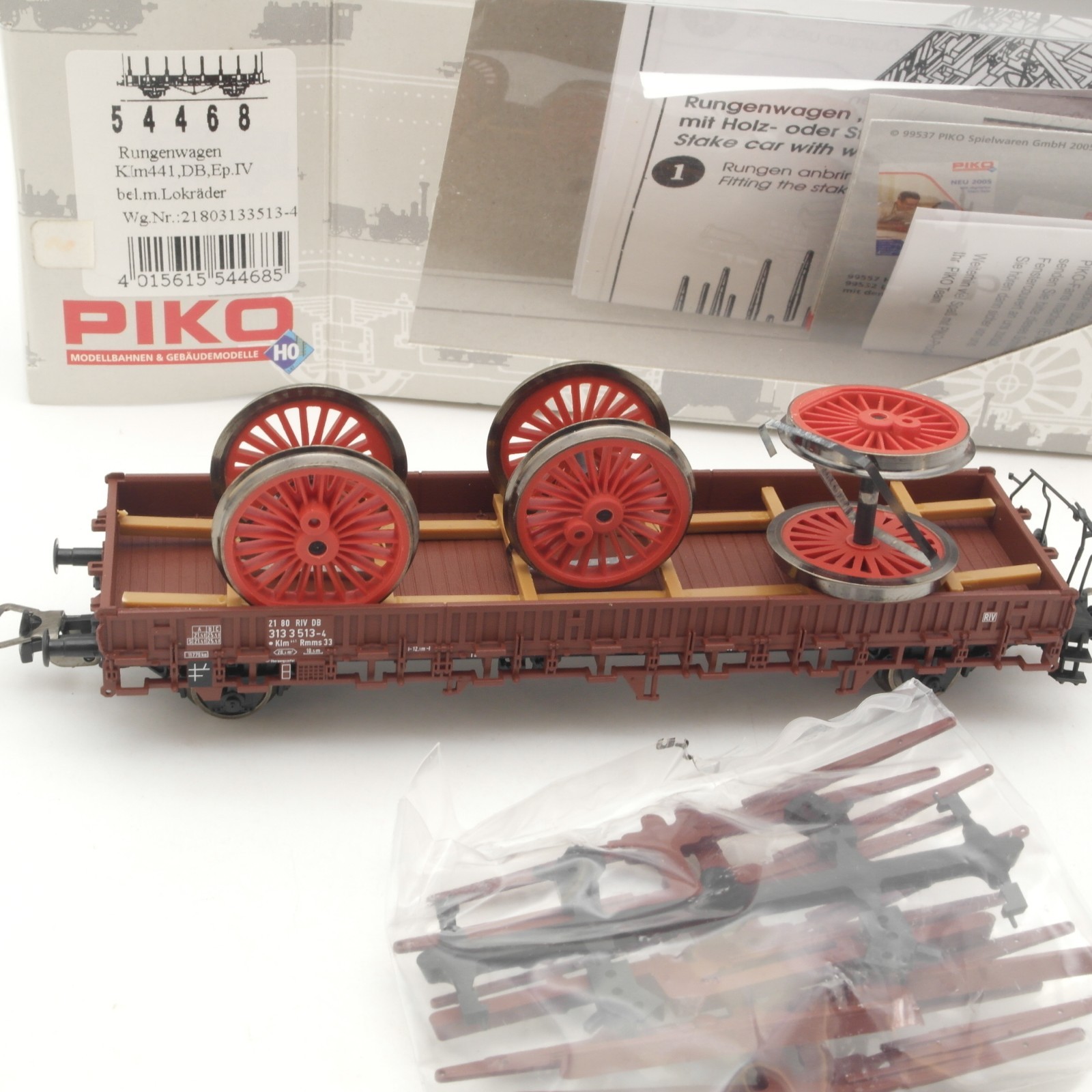 Piko H0 54468 Rungenwagen mit Ladung Lokräder, siehe Foto in OVP RR5537 – Bild 3