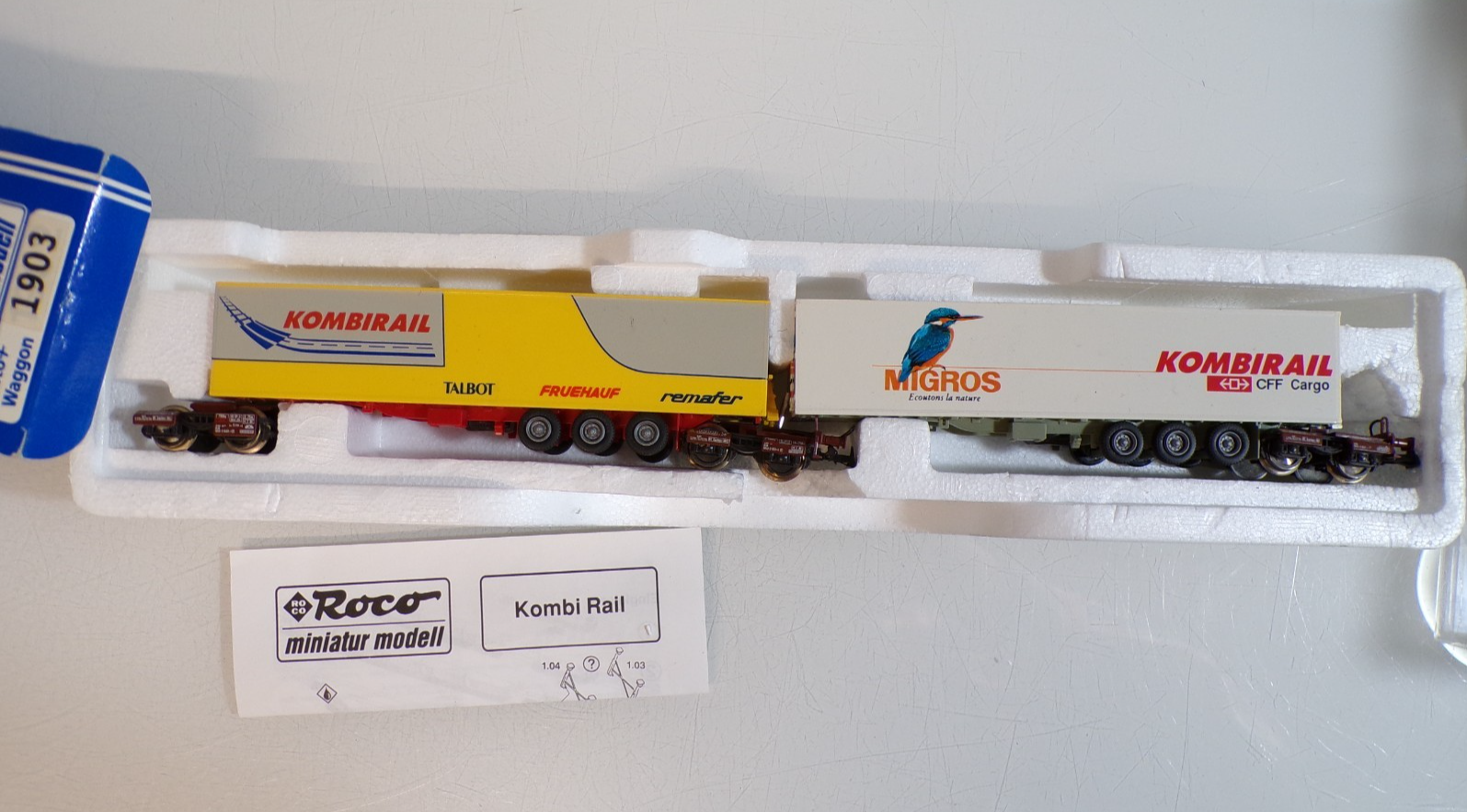 Roco H0 1903 AC Set mit 2 Kombi-Rail Auflieger Auto+Waggon der DB in OVP BH1802