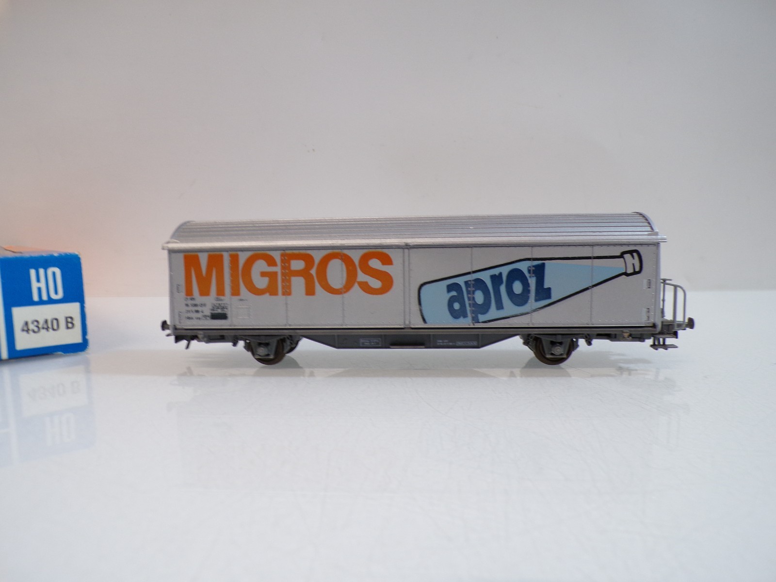 Roco H0 4340B Seitenschiebewagen MIGROS der SBB in OVP BH1739 – Bild 3