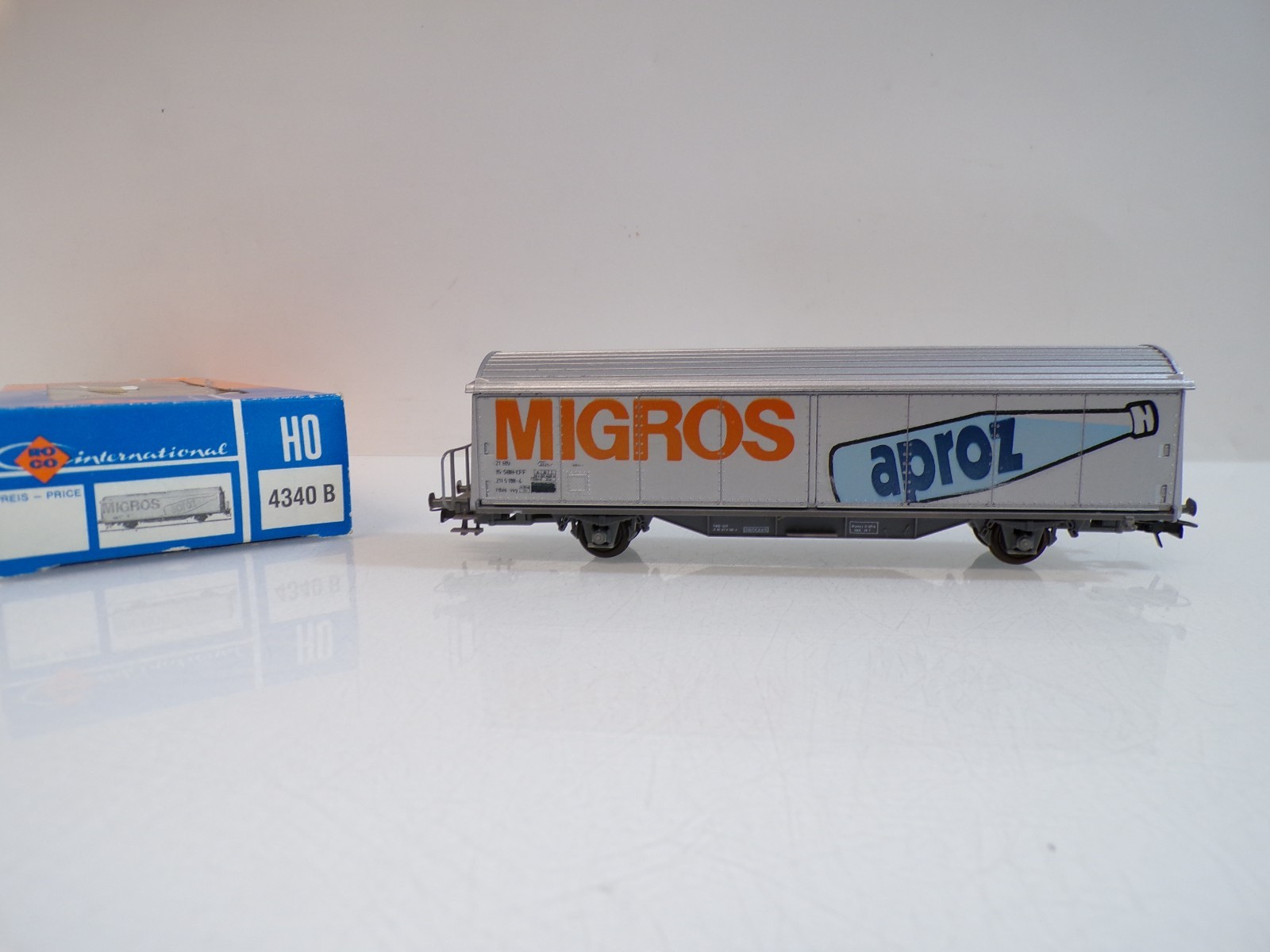 Roco H0 4340B Seitenschiebewagen MIGROS der SBB in OVP BH1739