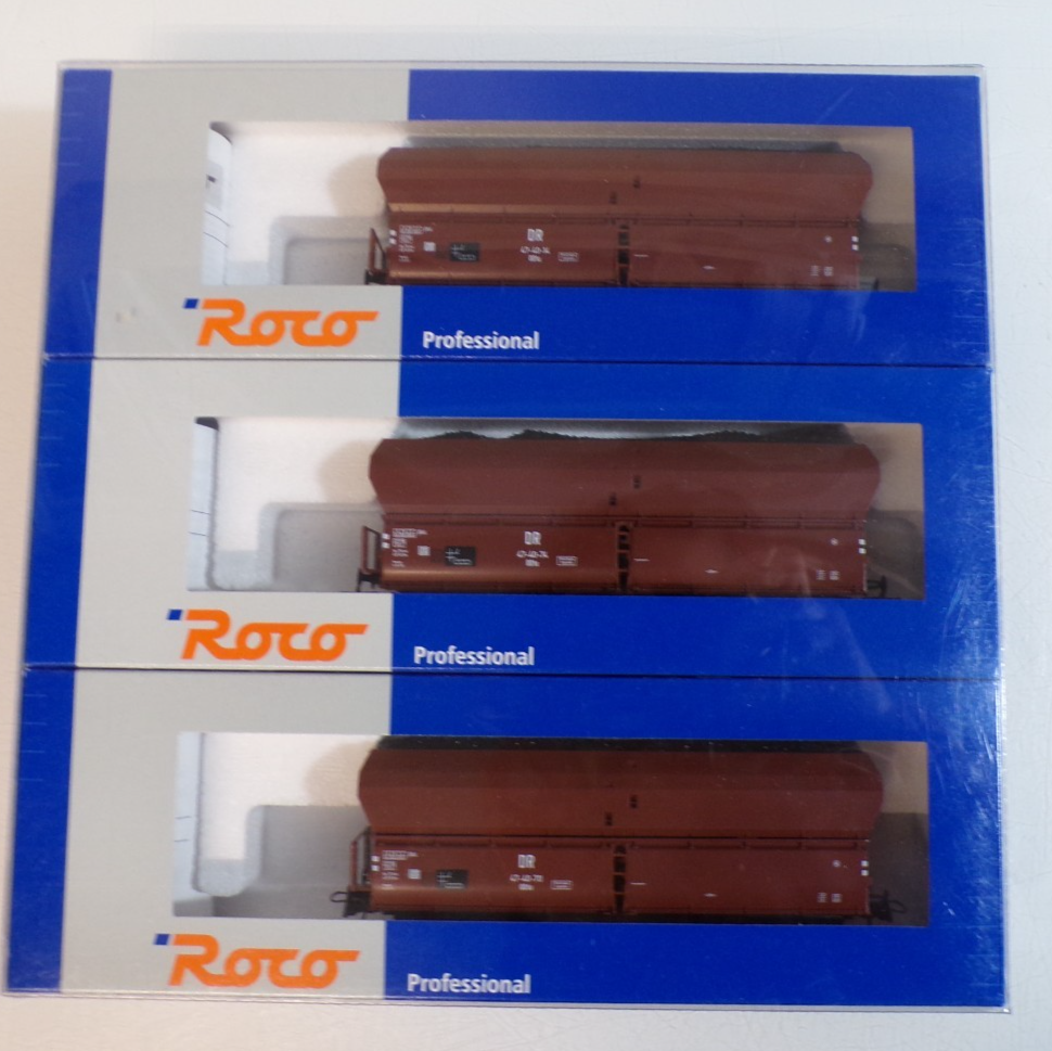 Roco H0 45982 Wagen-Set Selbstentladewagen 3 tlg. der DR in OVP BH1925 – Bild 3