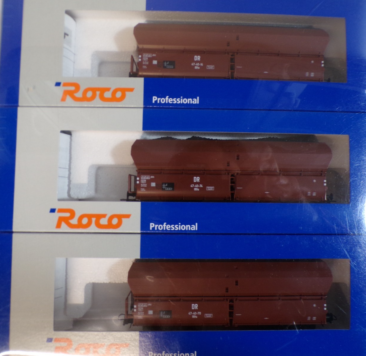 Roco H0 45982 Wagen-Set Selbstentladewagen 3 tlg. der DR in OVP BH1925 – Bild 4