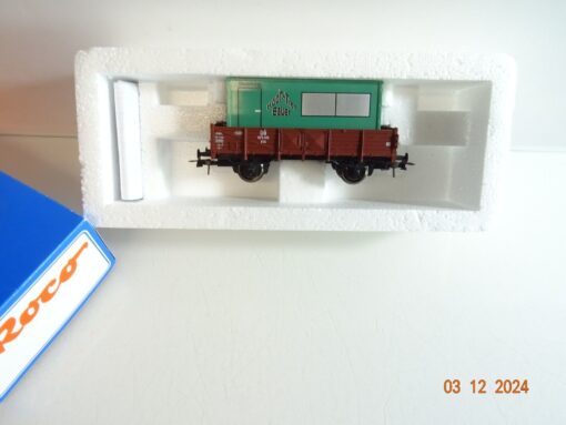 Roco H0 46034A Mittelbordwagen mit Wohncontainer Bauer Trier in OVP PR4486