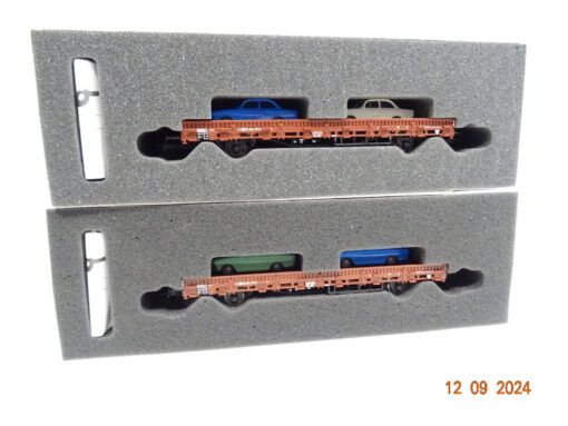 Roco H0 66033 Rungenwagen-Set 2tlg. der DB mit Ladegut PKW VW in OVP LE5893
