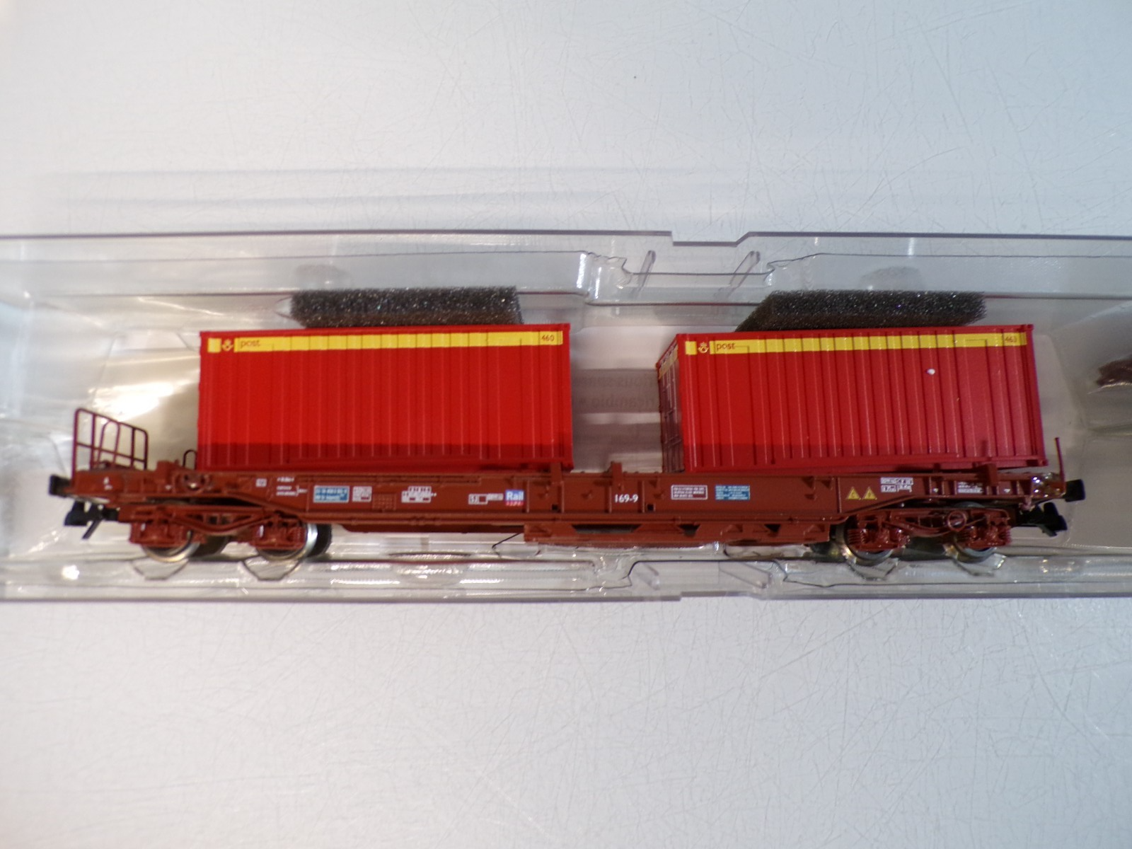 Roco H0 76753 AC Tragwagen mit 2 Container der SJ in OVP für Märklin BH1805 – Bild 4