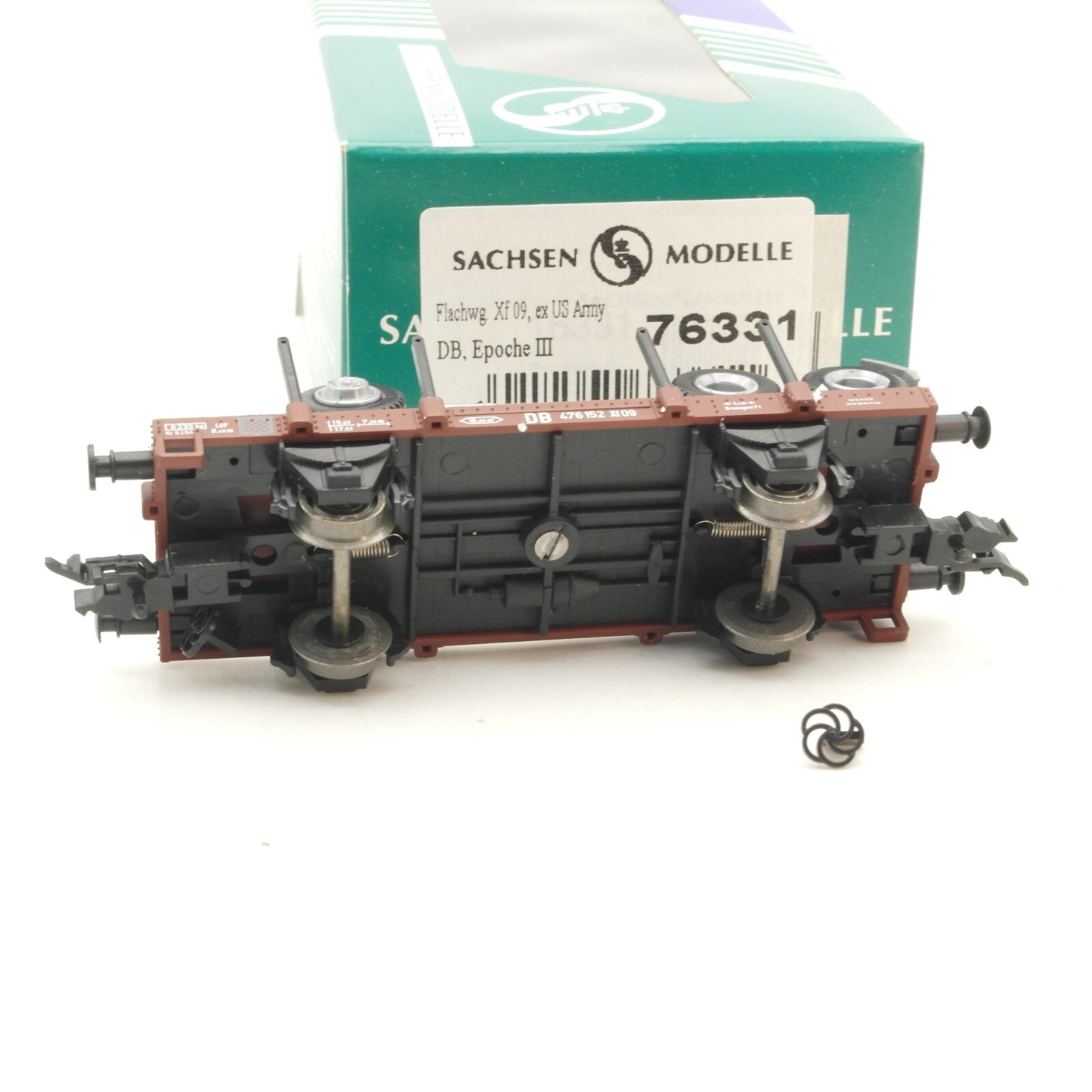 Sachsenmodelle H0 76331 Flachwagen mit Ladung Xf 09, ex US Army in OVP RG9676 – Bild 4