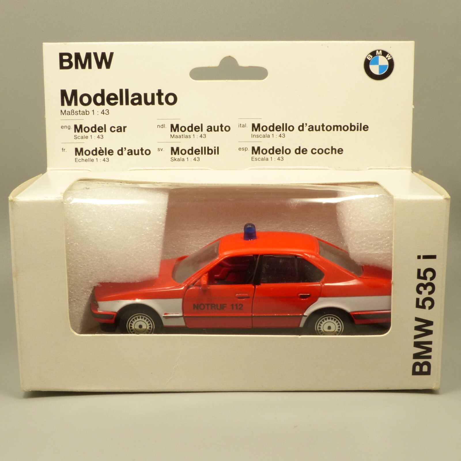 Schabak 1:43 Werbemodell 82229417214 BMW 535i E34 Notruf 112 in OVP EX4322 – Bild 4
