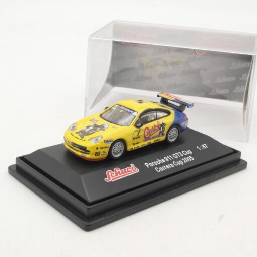 Schuco 1:87 Porsche 911 GT3 Carrera Cup 2005 in PC Box QR9923