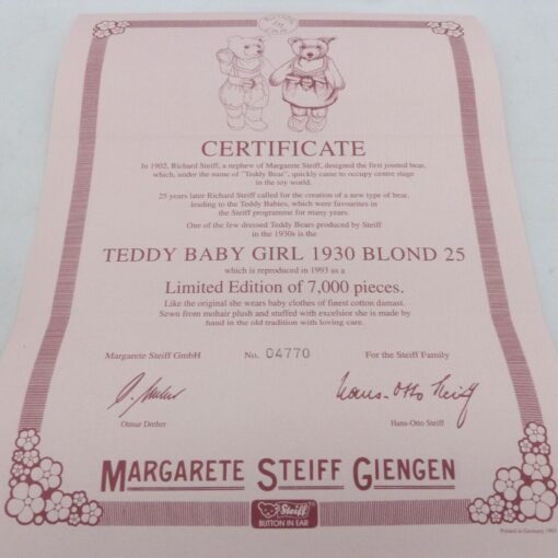 Steiff 407512 Teddy Baby Maid 1930 blond 25 Replica in OVP EX4756 – Bild 5