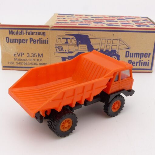 VEB Plastspielwaren Berlin 1:87 Dumper Perlini orange in OVP EX3666 – Bild 3