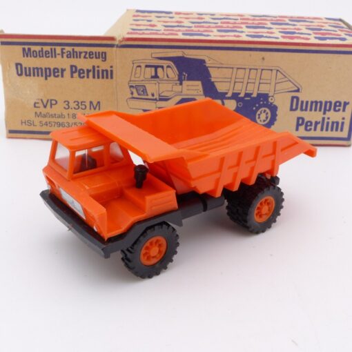 VEB Plastspielwaren Berlin 1:87 Dumper Perlini orange in OVP EX3666
