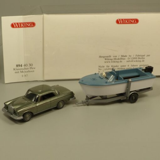 Wiking 1:87 8944030 Klassischer PKW Mercedes mit Motorboot in OVP EX7155