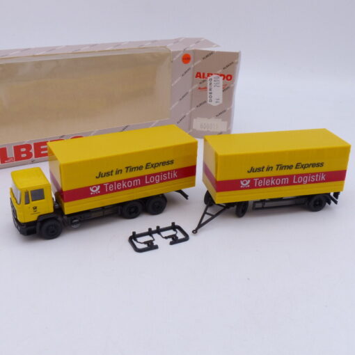Albedo / Herpa 1:87 Nr.: 800019 MAN F90 Hängerzug Telekom Logistik, OVP EB1318