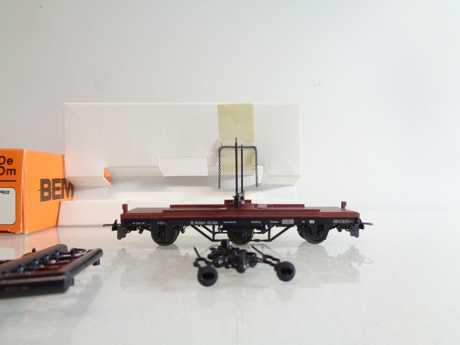 Bemo H0e 2006 Langholzwagen Hsm der DB in OVP BH825 – Bild 3