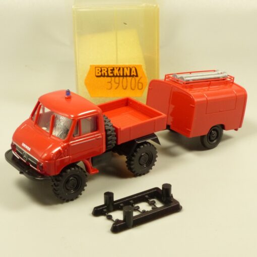 Brekina 1:87 39006 MB Unimog U411 mit Anhänger TSA Feuerwehr in OVP EX7229