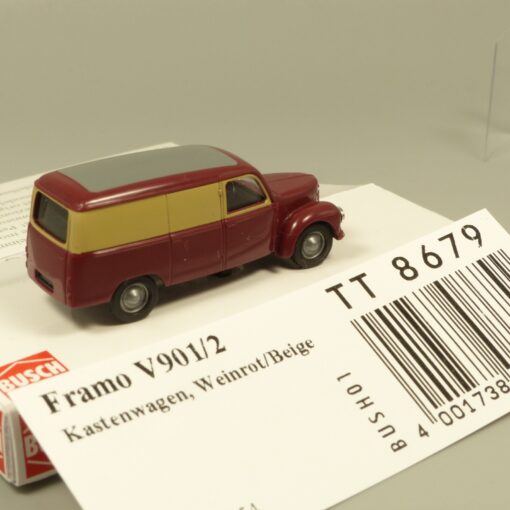 Busch 1:120 TT 8679 Framo V901/2 Kastenwagen weinrot/beige in OVP EX6237 – Bild 3