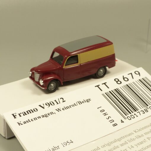 Busch 1:120 TT 8679 Framo V901/2 Kastenwagen weinrot/beige in OVP EX6237