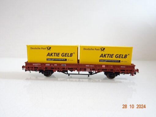 Electrotren H0 1528 Niederbordwagen mit 2 Postcontainer der DB in OVP PR3533 – Bild 3