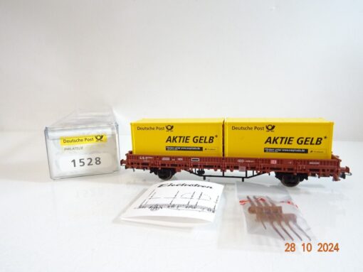 Electrotren H0 1528 Niederbordwagen mit 2 Postcontainer der DB in OVP PR3533