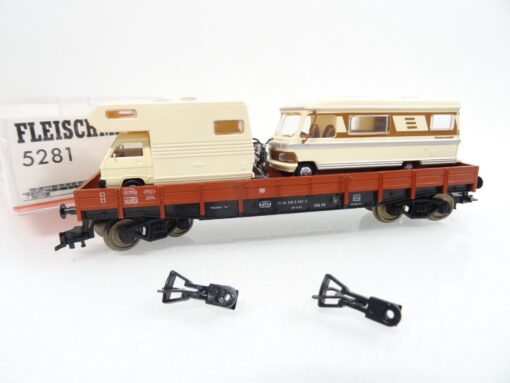 Fleischmann H0 5281 Niederbordwagen mit Ladung Wohnmobil in OVP RR1048