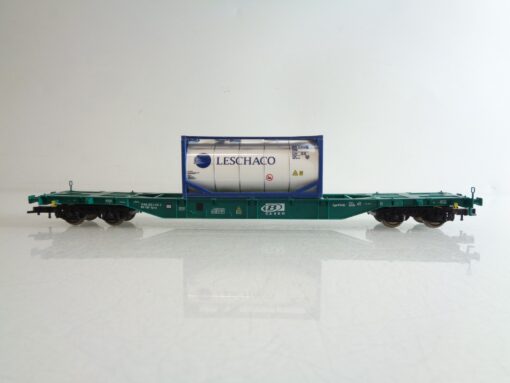 Fleischmann H0 Containertragwagen mit Container LESCHACO der B Cargo BH704 o.