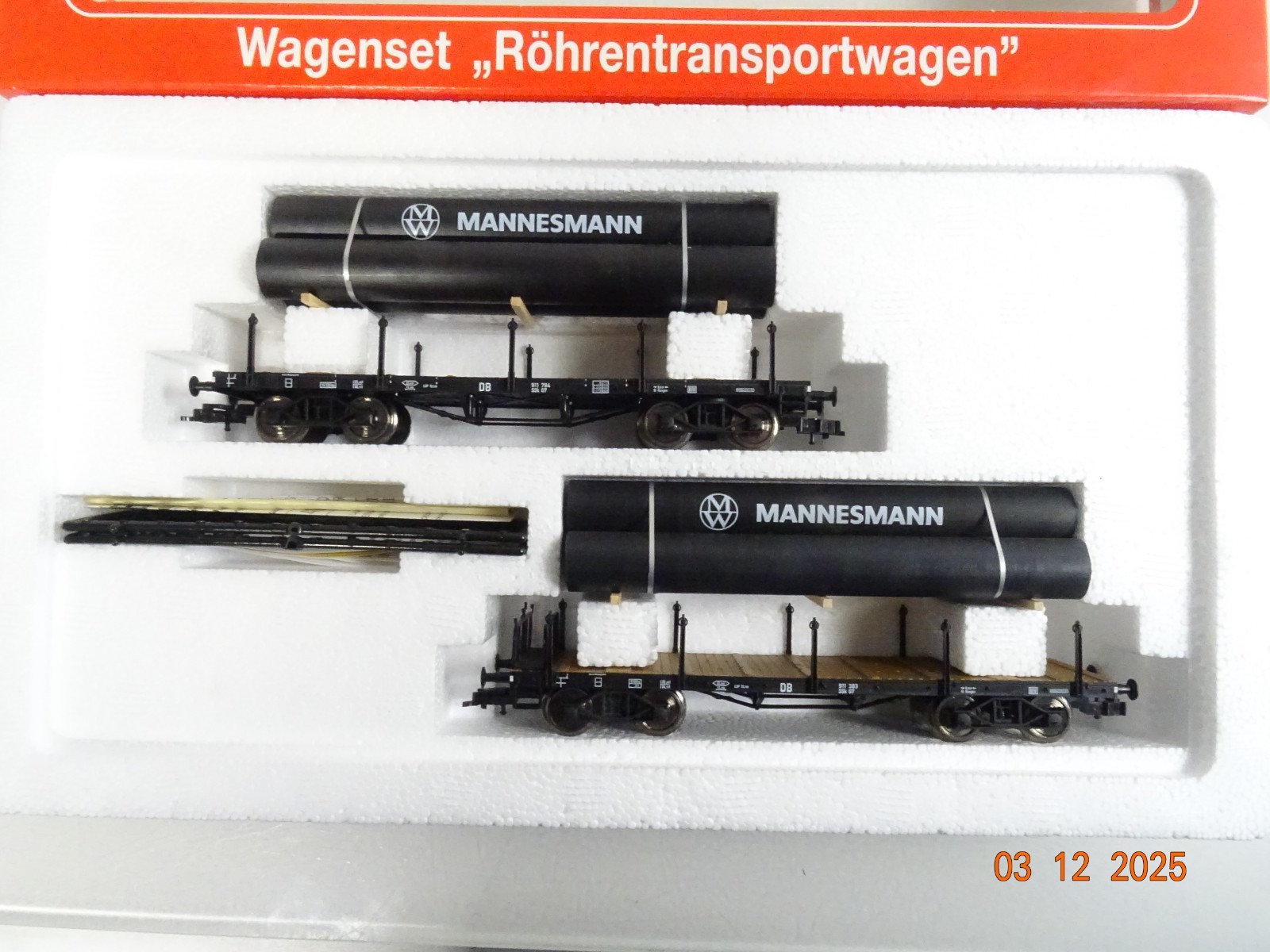 Fleischmann H0 K 995811 Set 2 tlg. Röhrentransportwagen der DB in OVP BH1615 – Bild 3