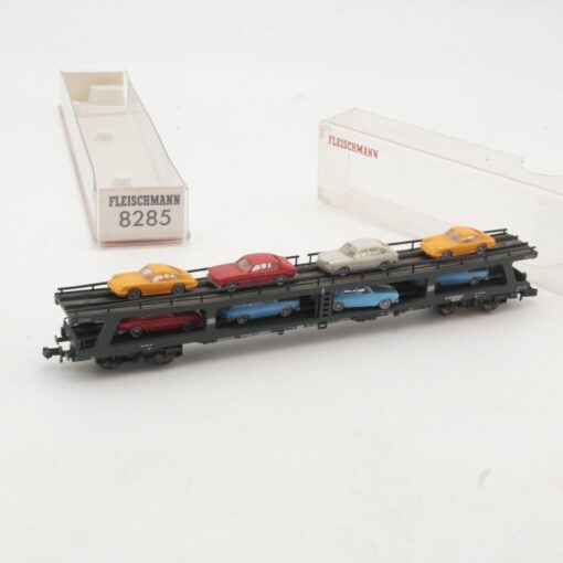 Fleischmann N 8285 Doppelstockw. Autotransport mit 8 PKW in OVP RR37