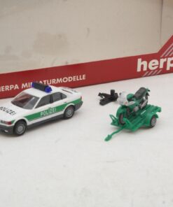Herpa 1:87 042482 Set BMW 325i + Anhänger + Motorrad Polizei in OVP RG3770