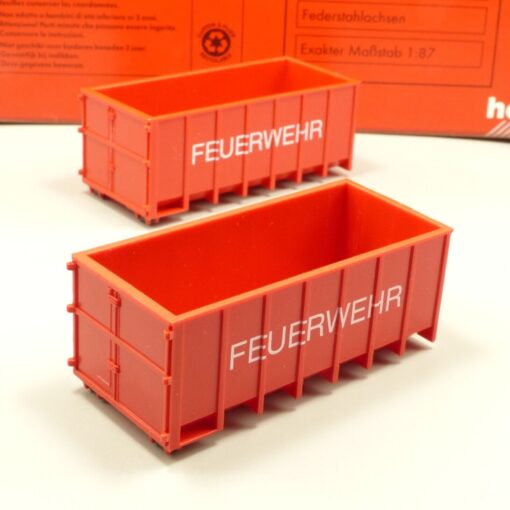 Herpa 1:87 075596 2 Abrollmulden rot Feuerwehr in OVP EX4344 – Bild 3