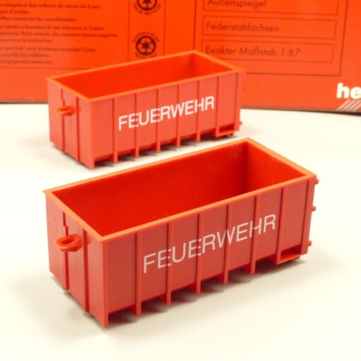 Herpa 1:87 075596 2 Abrollmulden rot Feuerwehr in OVP EX4344