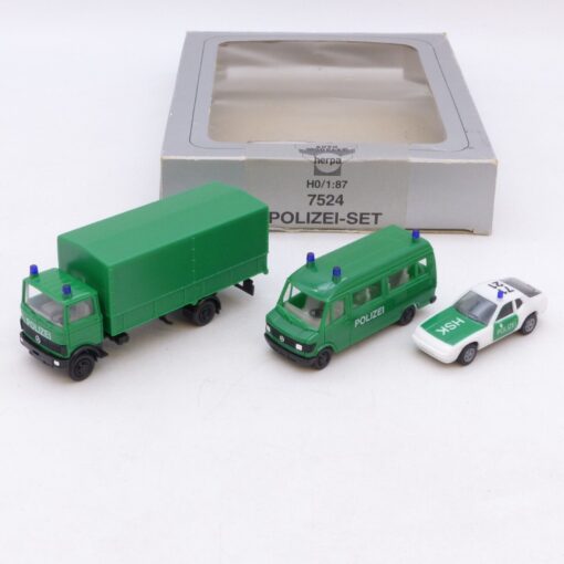 Herpa 1:87 Nr.: 7524 Polizei-Set mit 3 Einsatzfahrzeugen, in OVP EB8754