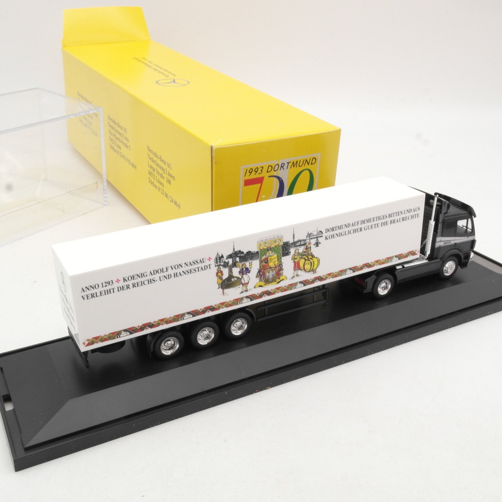 Herpa 1:87 SoMo MB SK Sattelzug 700 Jahre Baurecht Dortmund in OVP RA8085 – Bild 3