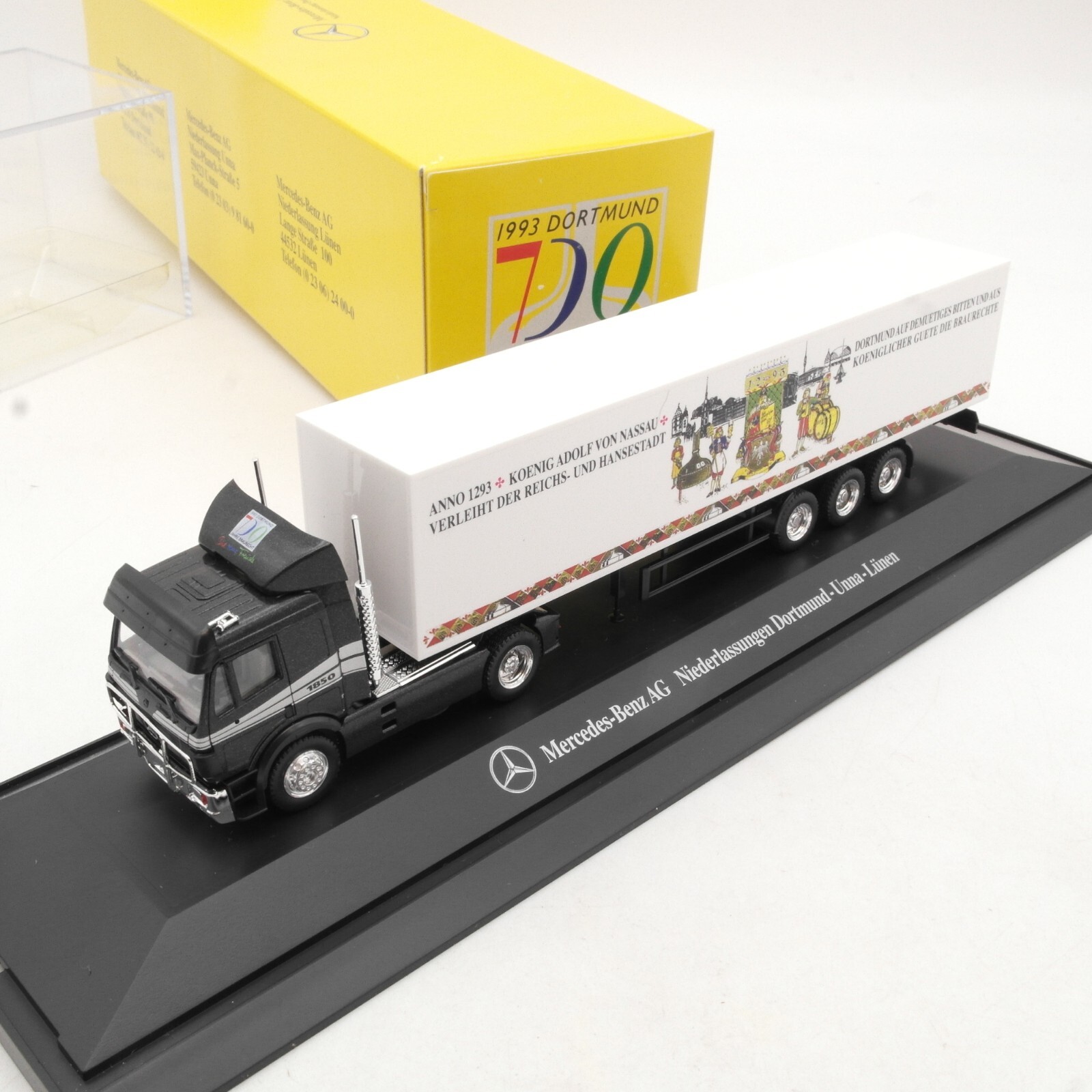 Herpa 1:87 SoMo MB SK Sattelzug 700 Jahre Baurecht Dortmund in OVP RA8085