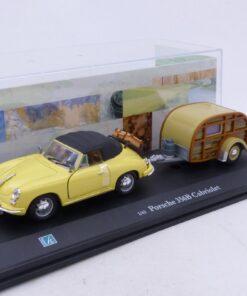 Hongwell 1:43 Porsche 356B Cabriolet mit Wohnwagen in PC-Box EX7962
