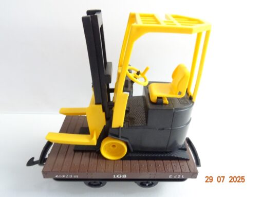 LGB Spur G 40510 Flachwagen mit gelben Gabelstapler in OVP siehe Foto PK82 – Bild 3